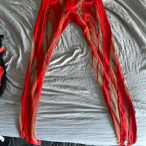 Red Mugler and tan set